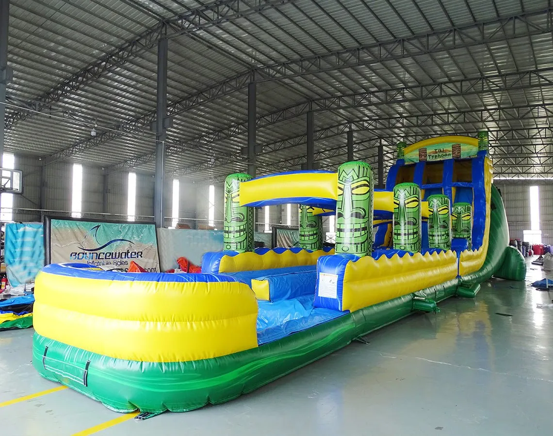 24ft Tiki Typhoon Dual Lane 2pc Commercial Water Slide with Inflatable Slip & Slide