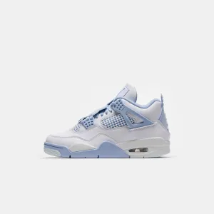 Air Jordan 4 Retro Sneaker in White/Aluminum/Blue Tint/ Oil Green