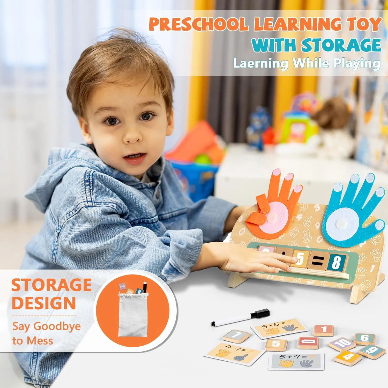 aiwo 2 in 1 Montessori Preschool Learning Toys for Toddlers 3-5, Educational Math Manipulatives for 3 4 5 Year Old, Learning Counting Toys with Number Blocks Gift for Boys and Girls