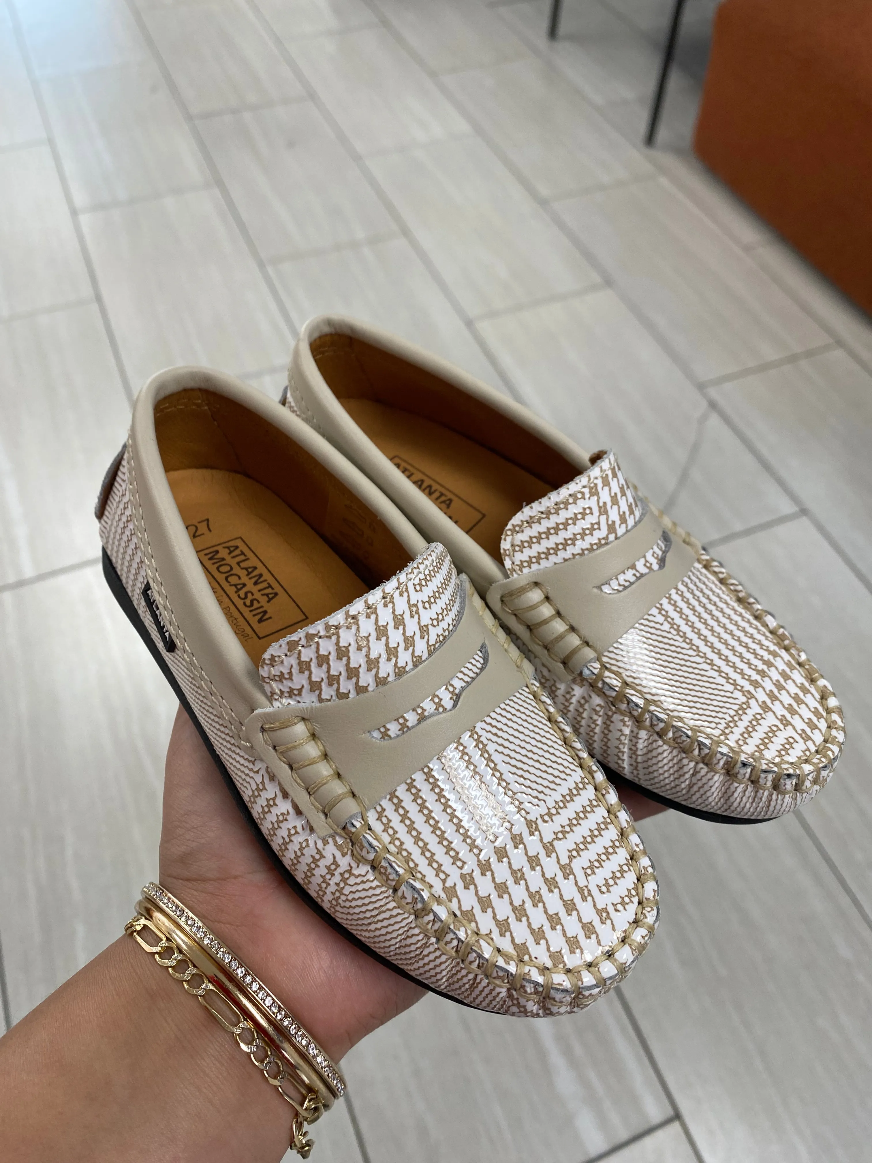Atlanta Mocassin Sand Plaid Penny Loafer