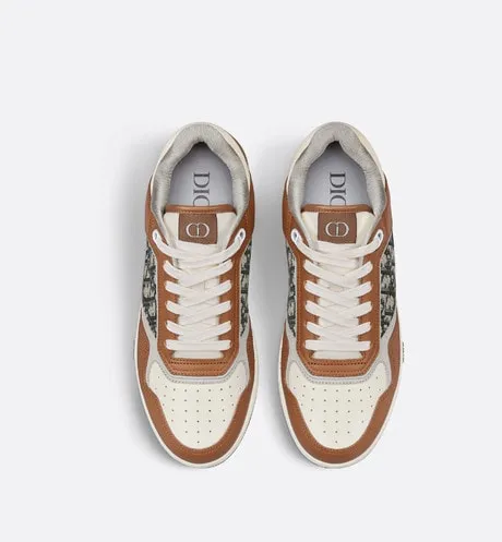 B27 Low-Top Sneaker • Brown and Cream Smooth Calfskin with Beige and Black Dior Oblique Jacquard