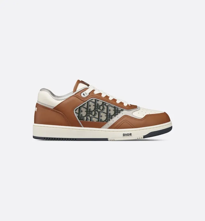 B27 Low-Top Sneaker • Brown and Cream Smooth Calfskin with Beige and Black Dior Oblique Jacquard