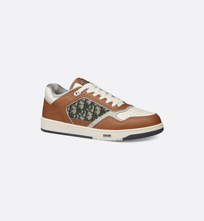 B27 Low-Top Sneaker • Brown and Cream Smooth Calfskin with Beige and Black Dior Oblique Jacquard