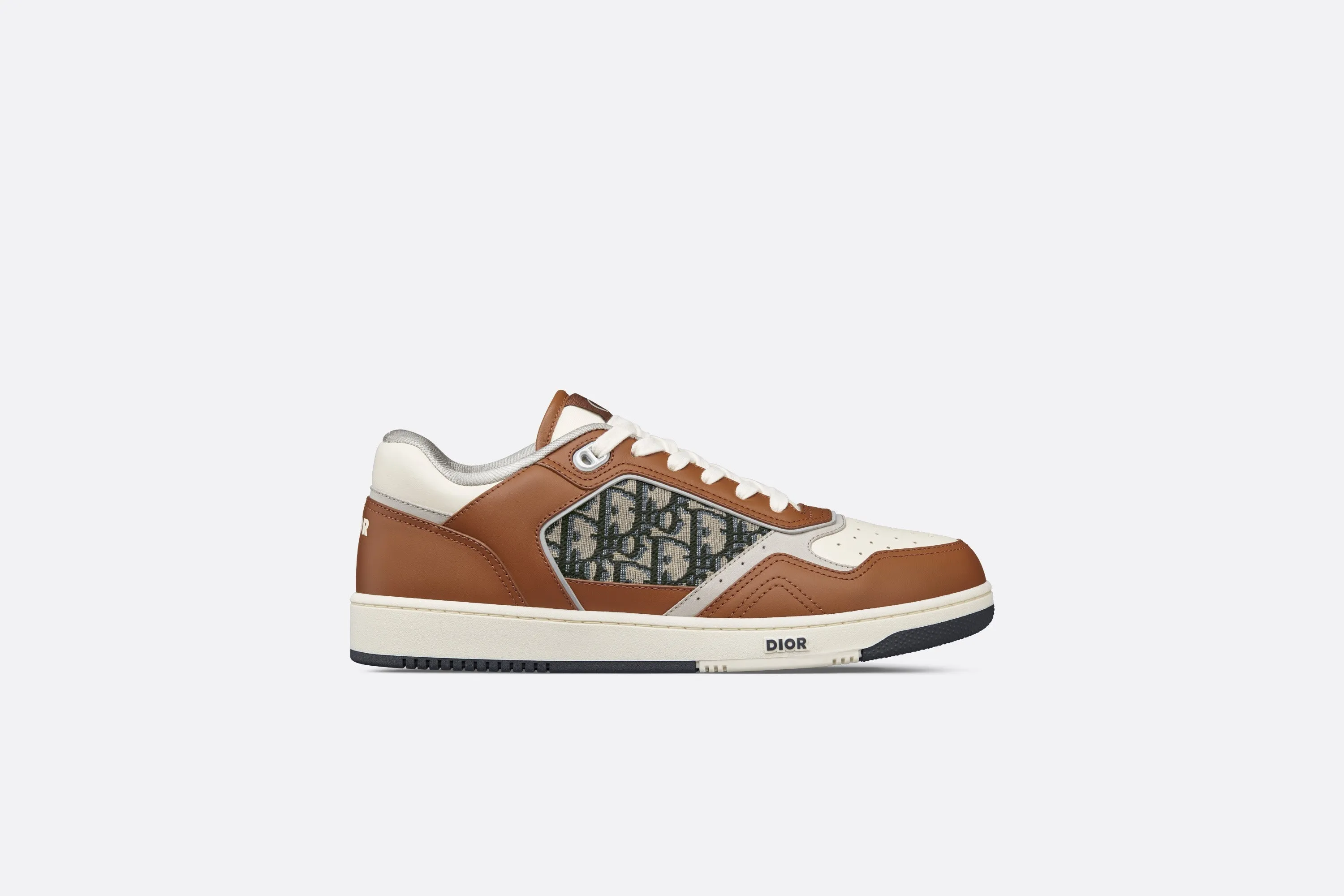 B27 Low-Top Sneaker • Brown and Cream Smooth Calfskin with Beige and Black Dior Oblique Jacquard