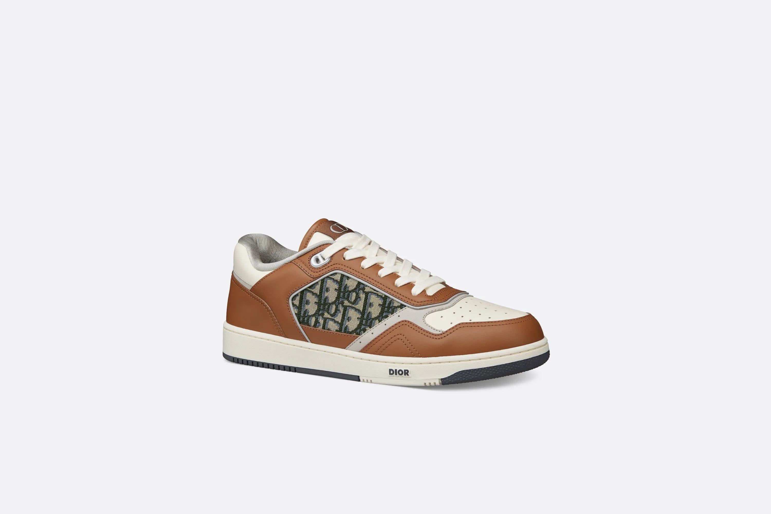 B27 Low-Top Sneaker • Brown and Cream Smooth Calfskin with Beige and Black Dior Oblique Jacquard