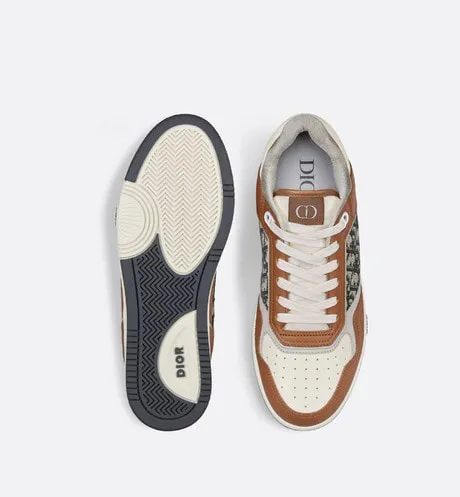 B27 Low-Top Sneaker • Brown and Cream Smooth Calfskin with Beige and Black Dior Oblique Jacquard