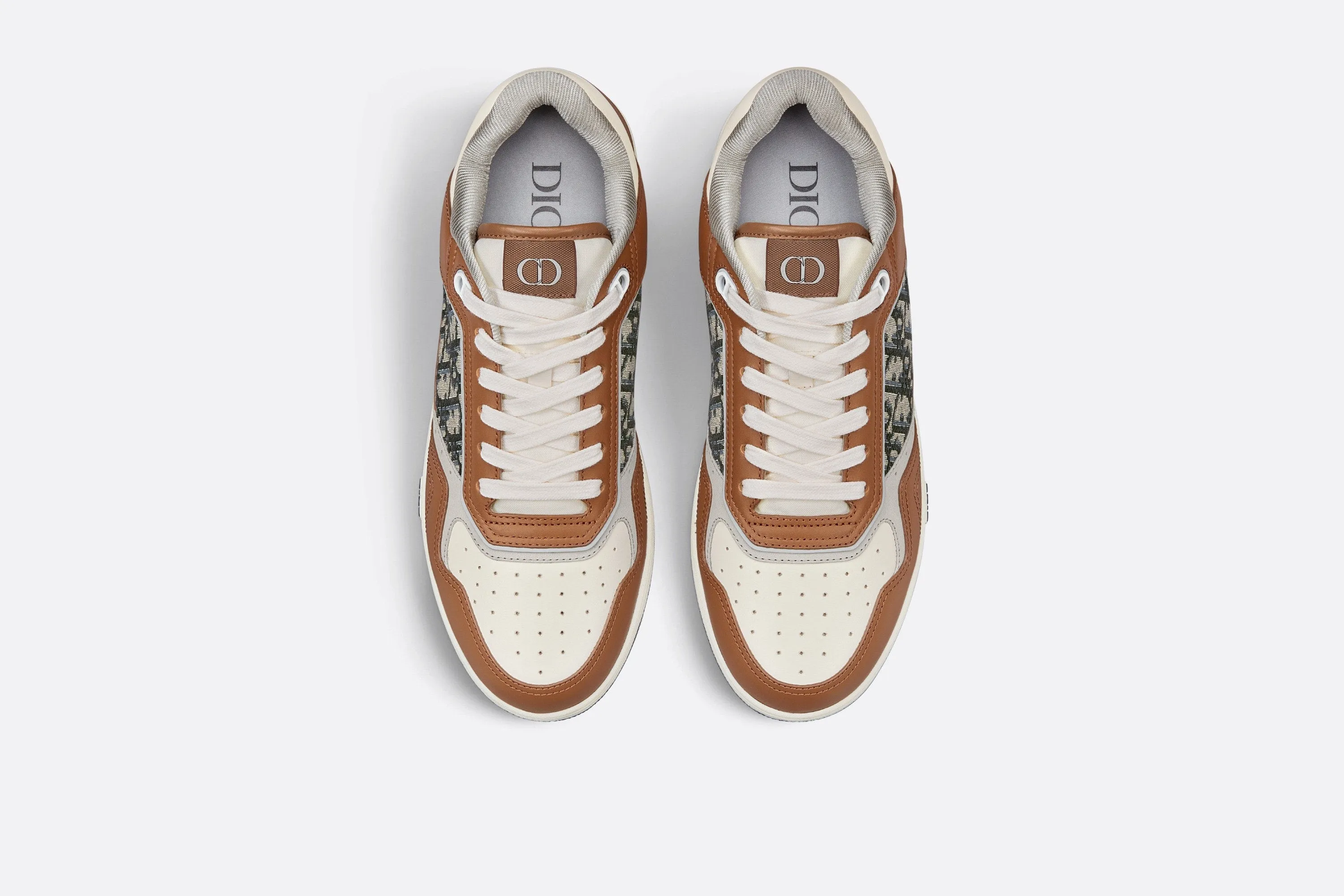 B27 Low-Top Sneaker • Brown and Cream Smooth Calfskin with Beige and Black Dior Oblique Jacquard