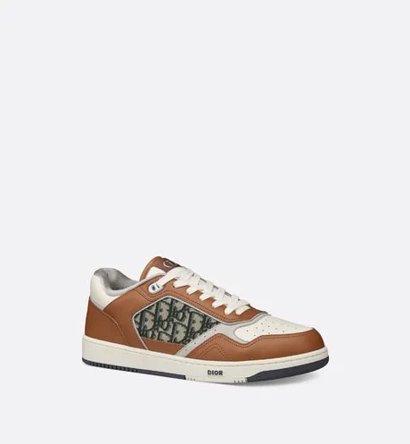 B27 Low-Top Sneaker • Brown and Cream Smooth Calfskin with Beige and Black Dior Oblique Jacquard