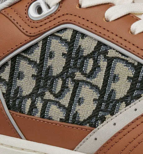 B27 Low-Top Sneaker • Brown and Cream Smooth Calfskin with Beige and Black Dior Oblique Jacquard