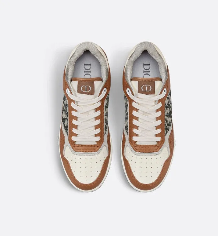 B27 Low-Top Sneaker • Brown and Cream Smooth Calfskin with Beige and Black Dior Oblique Jacquard