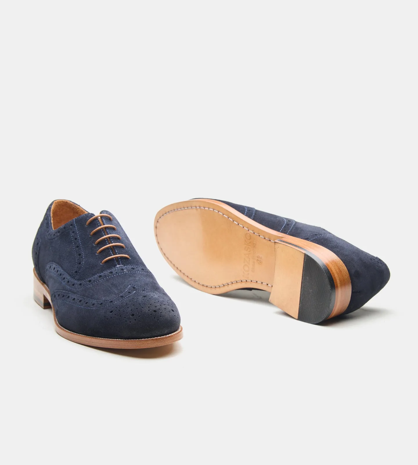 Blake Stitched Navy Suede Wingtip Oxfords