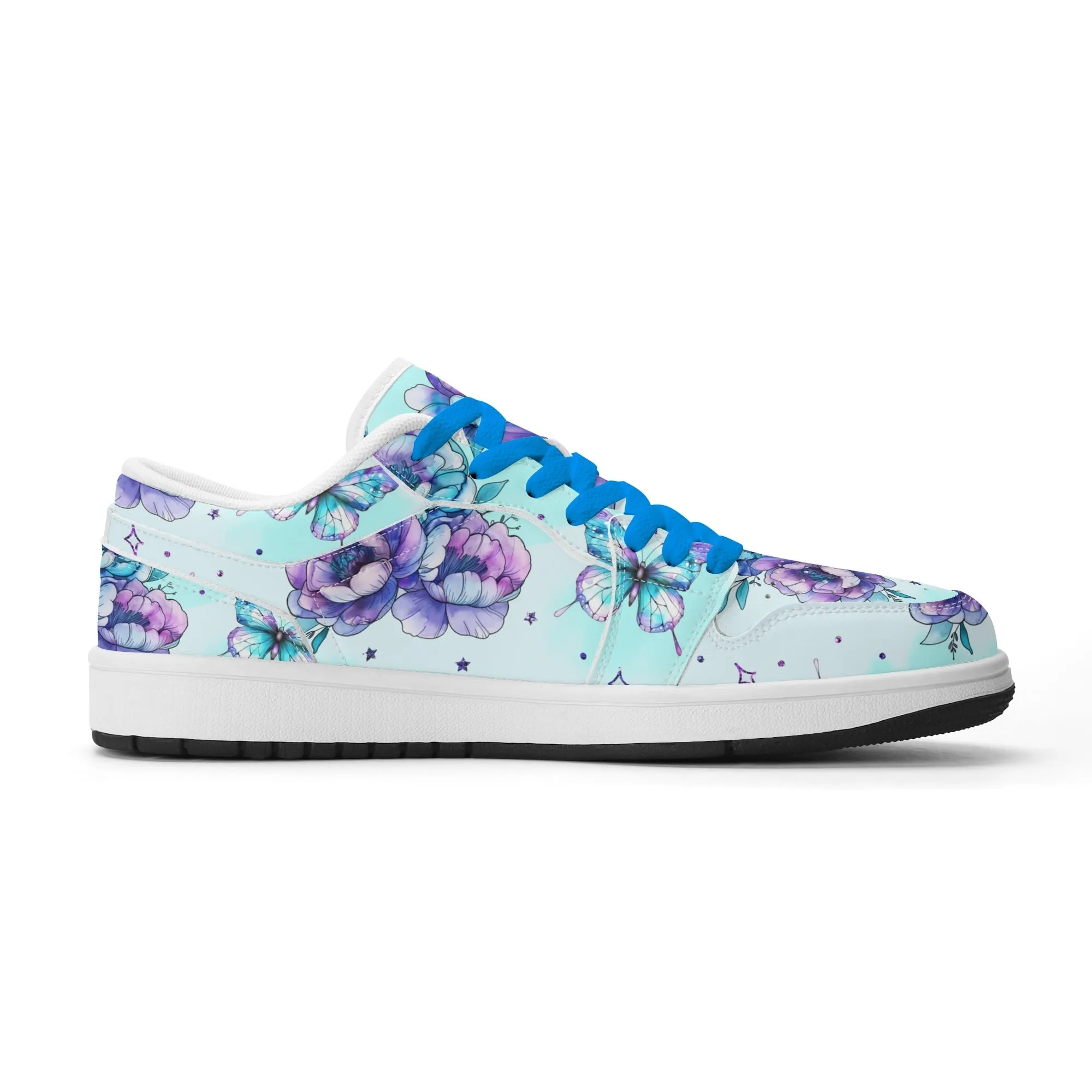 Blue Flowers Low Top Leder Sneaker für Herren