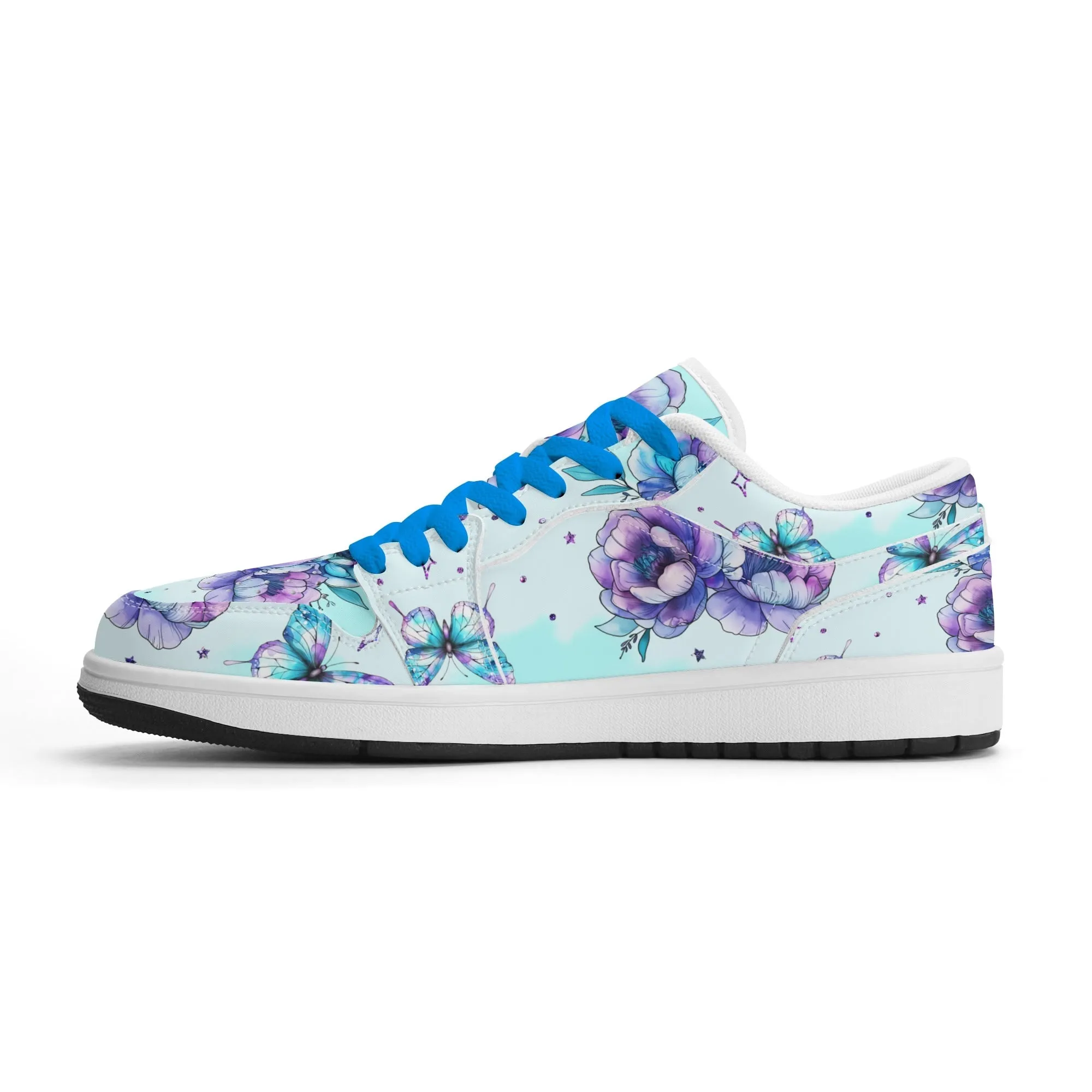 Blue Flowers Low Top Leder Sneaker für Herren