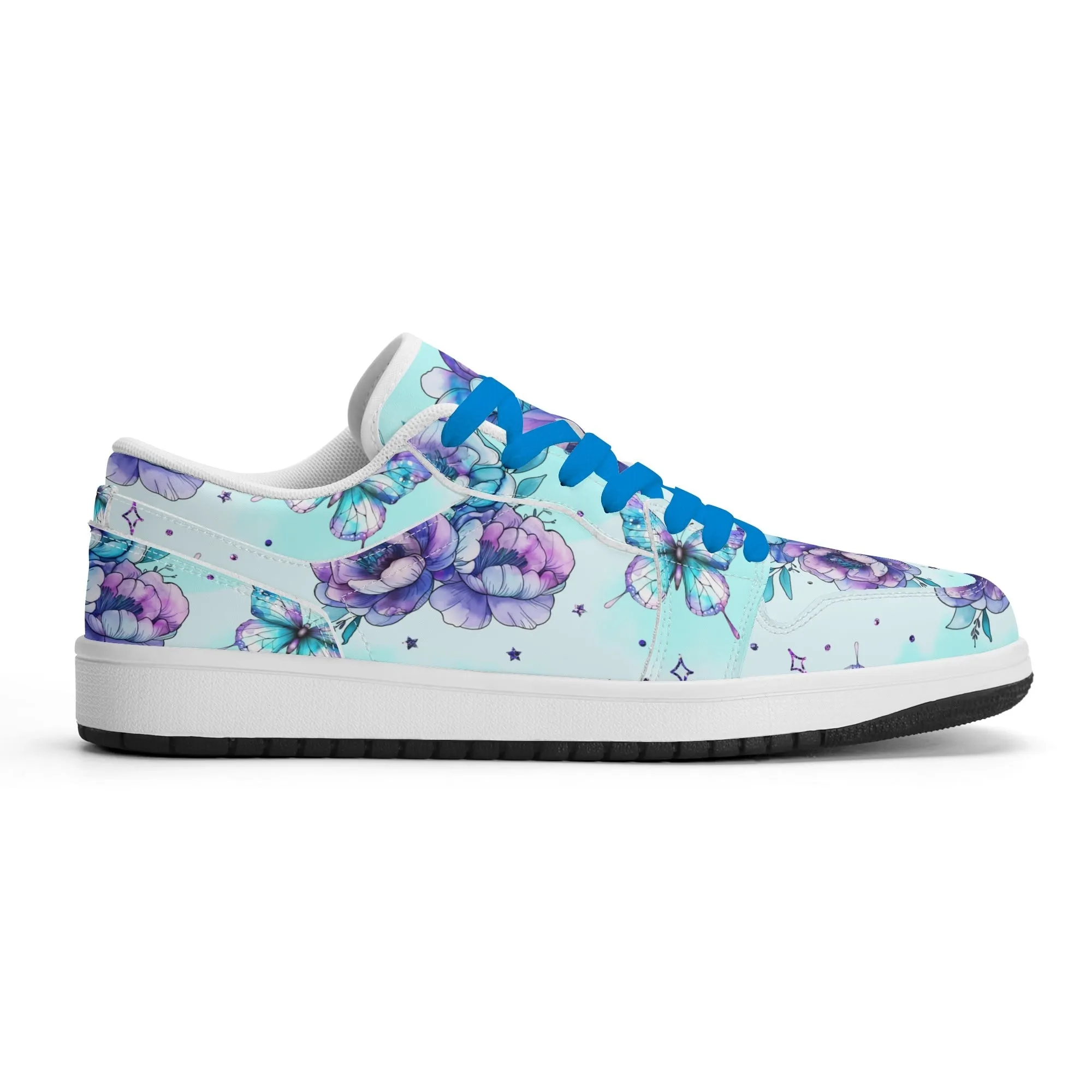 Blue Flowers Low Top Leder Sneaker für Herren