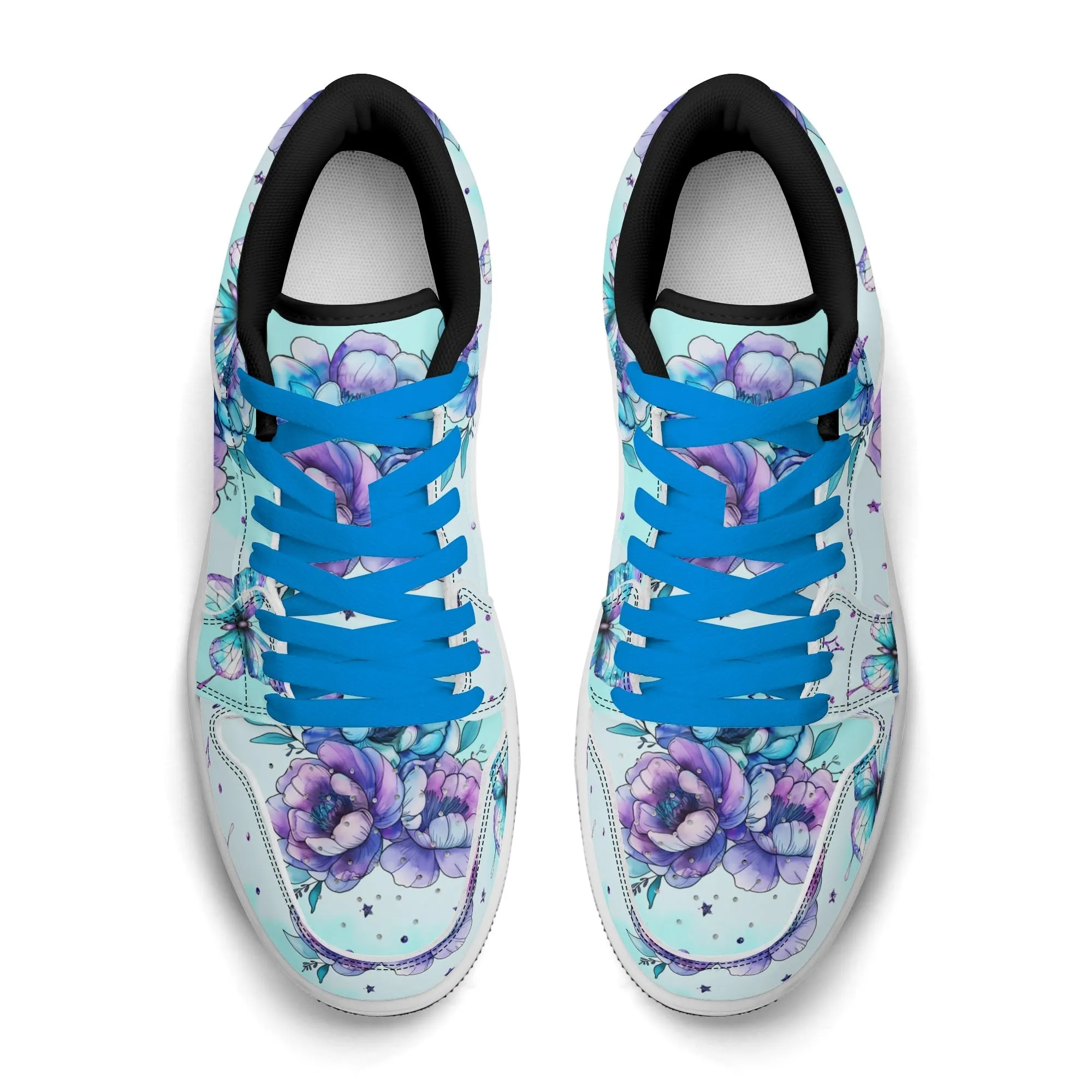 Blue Flowers Low Top Leder Sneaker für Herren