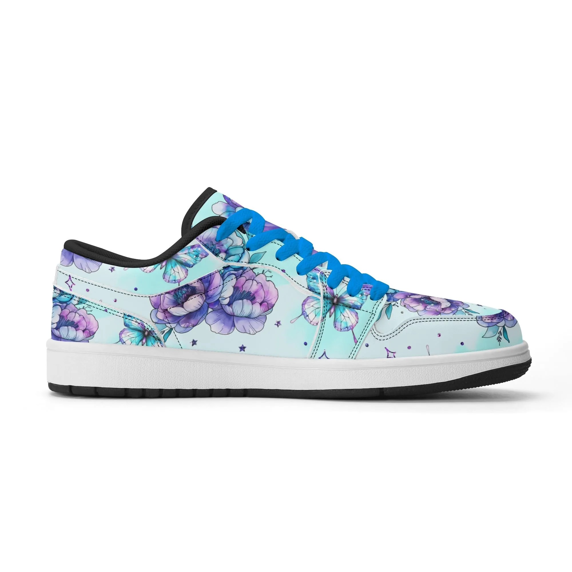Blue Flowers Low Top Leder Sneaker für Herren