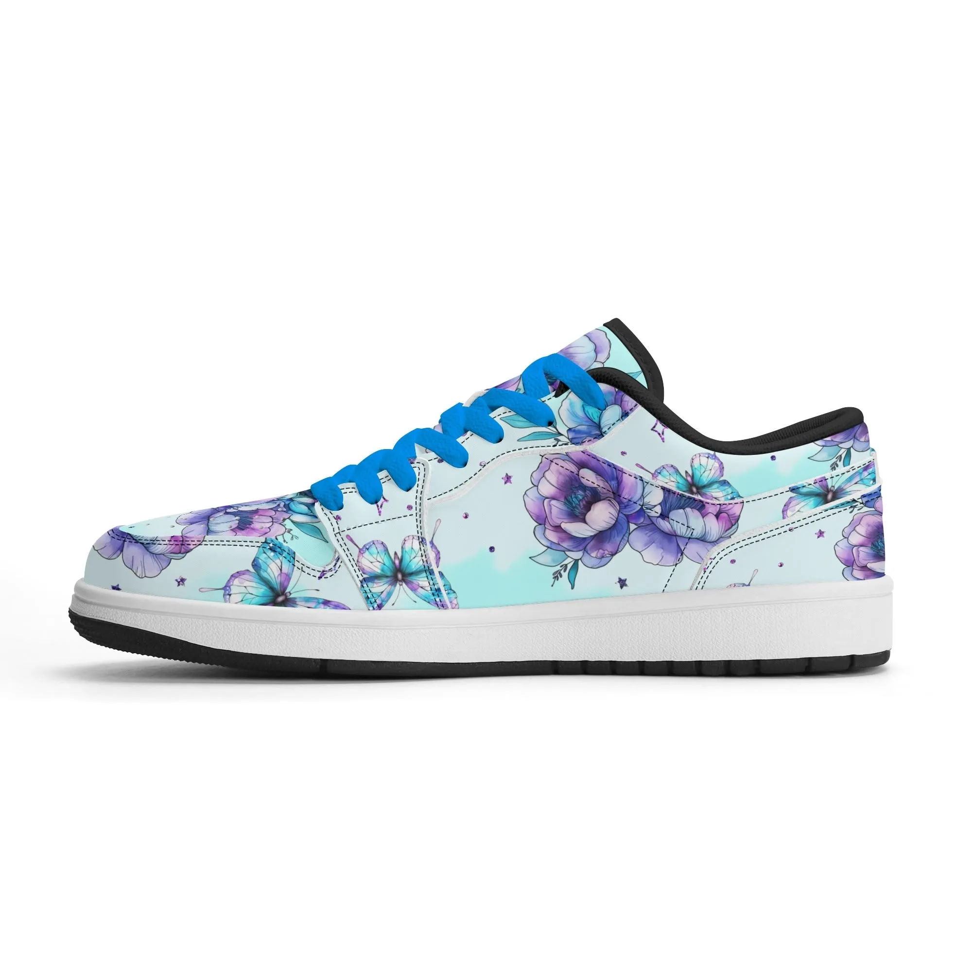 Blue Flowers Low Top Leder Sneaker für Herren