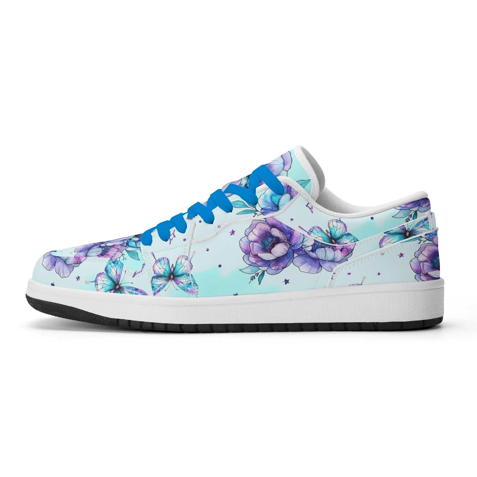 Blue Flowers Low Top Leder Sneaker für Herren