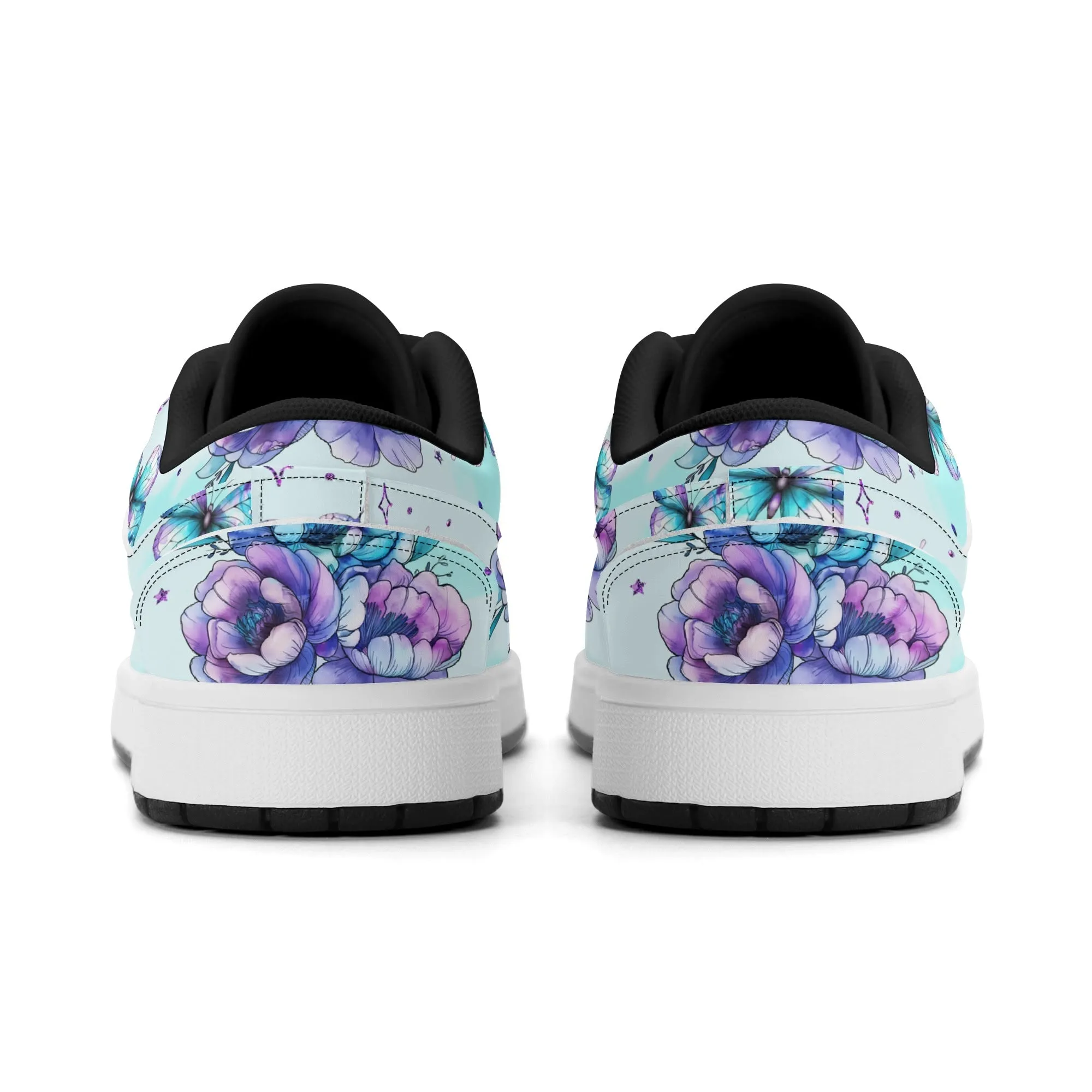 Blue Flowers Low Top Leder Sneaker für Herren