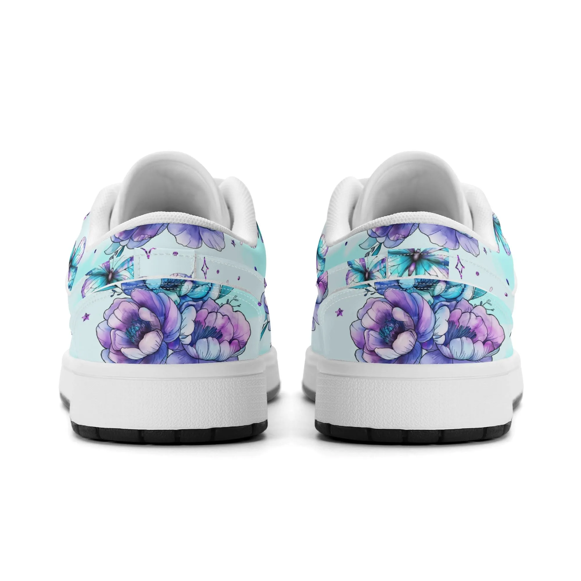 Blue Flowers Low Top Leder Sneaker für Herren
