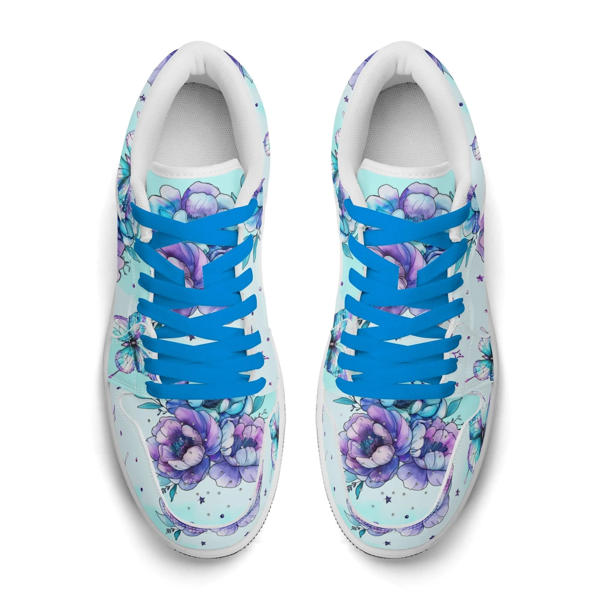 Blue Flowers Low Top Leder Sneaker für Herren