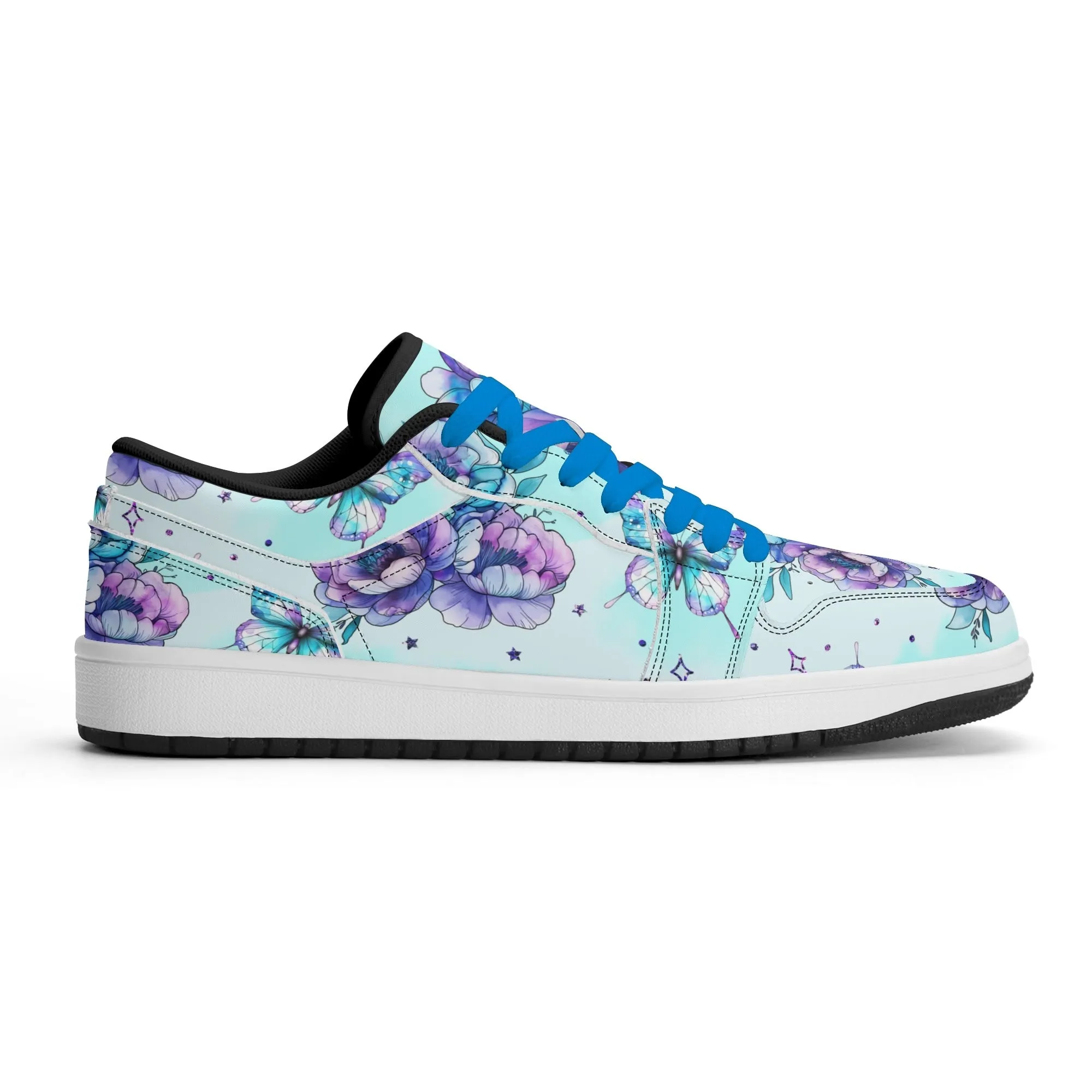Blue Flowers Low Top Leder Sneaker für Herren