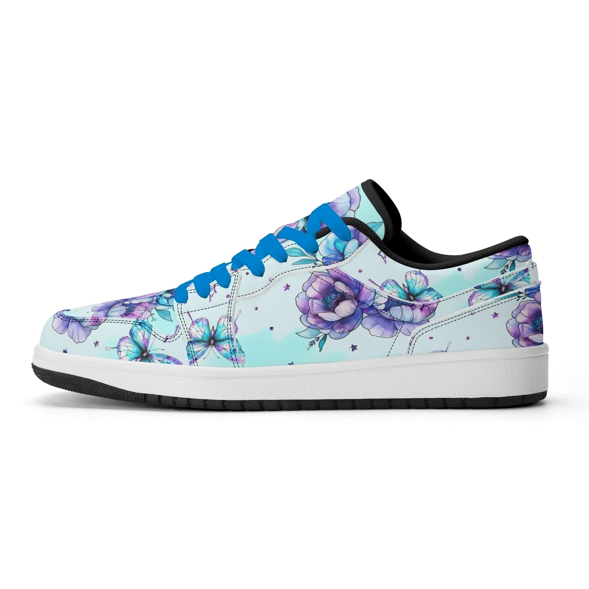 Blue Flowers Low Top Leder Sneaker für Herren