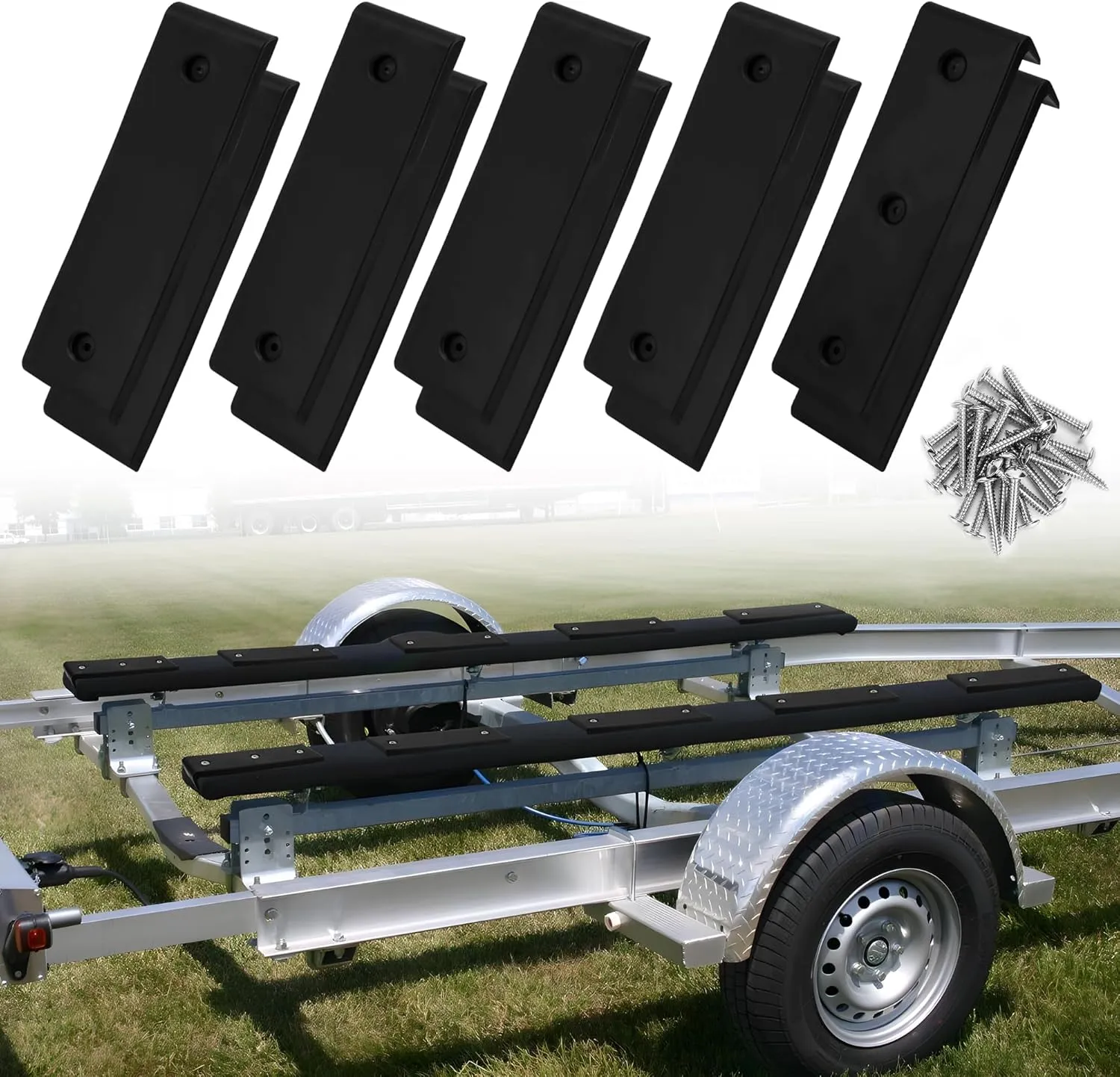 Boat Trailer Bunk Slide Pads and Glide Bunk Enders, Easier to Load The Boat on The Trailer, Suitable for 3 "x 10" Boat Trailer Bed Slide Pads