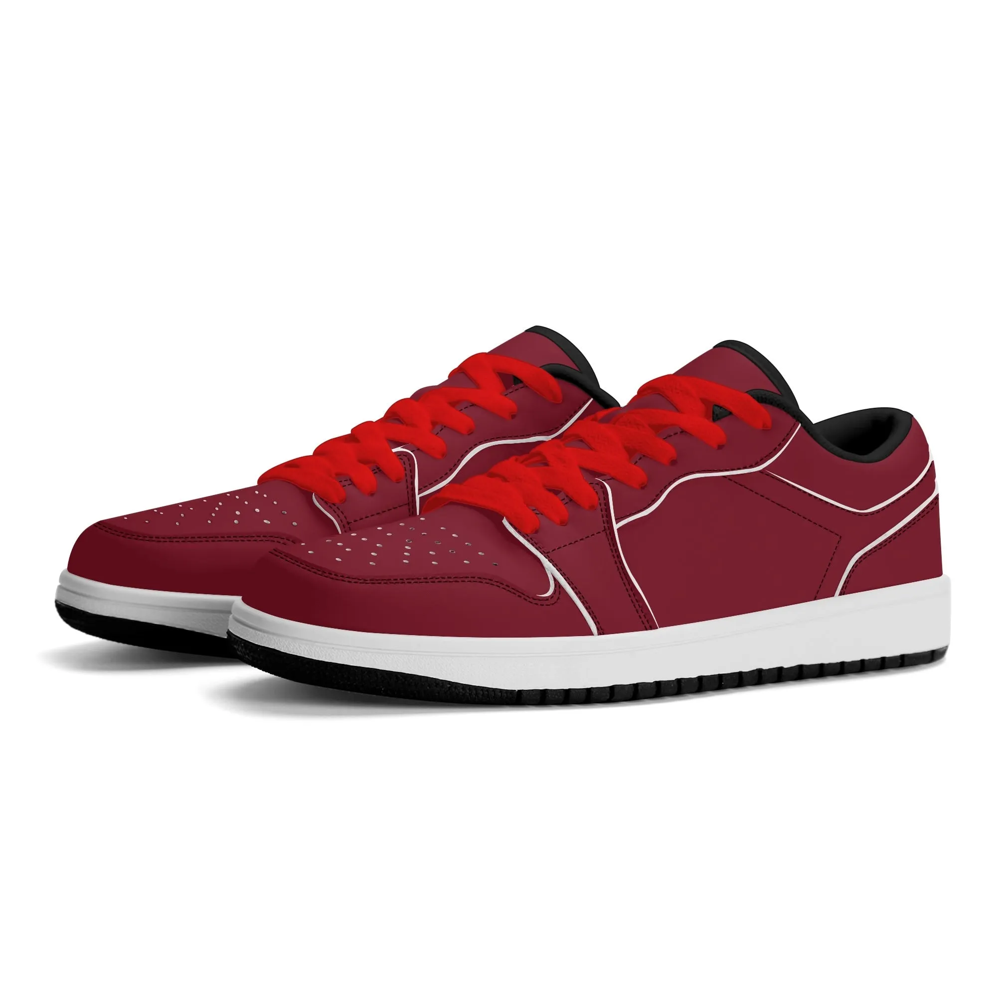 Burgund Low Top Leder Sneaker für Herren