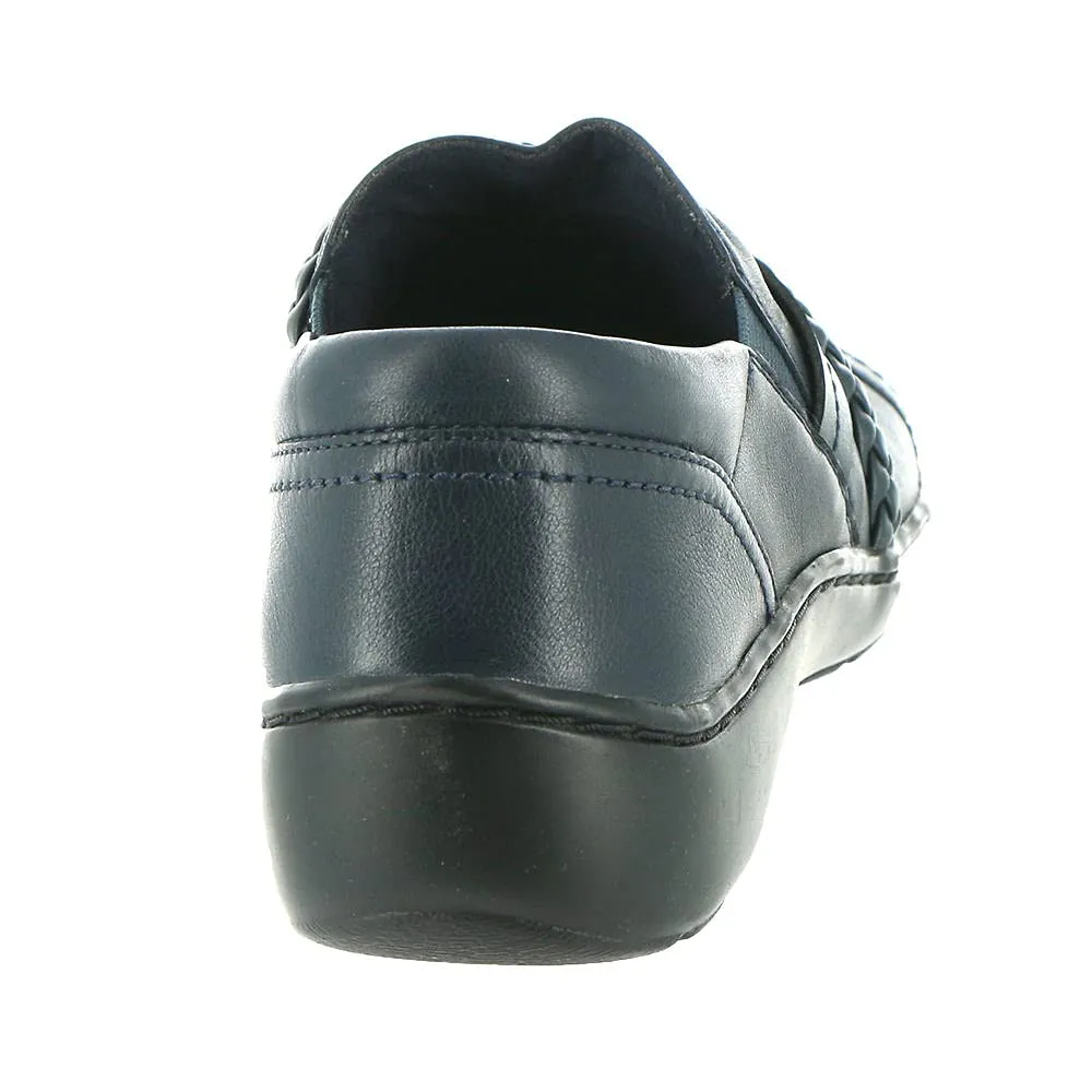 Clarks Women's Cora BraidShoe Loafer, Navy Leather, 7.5