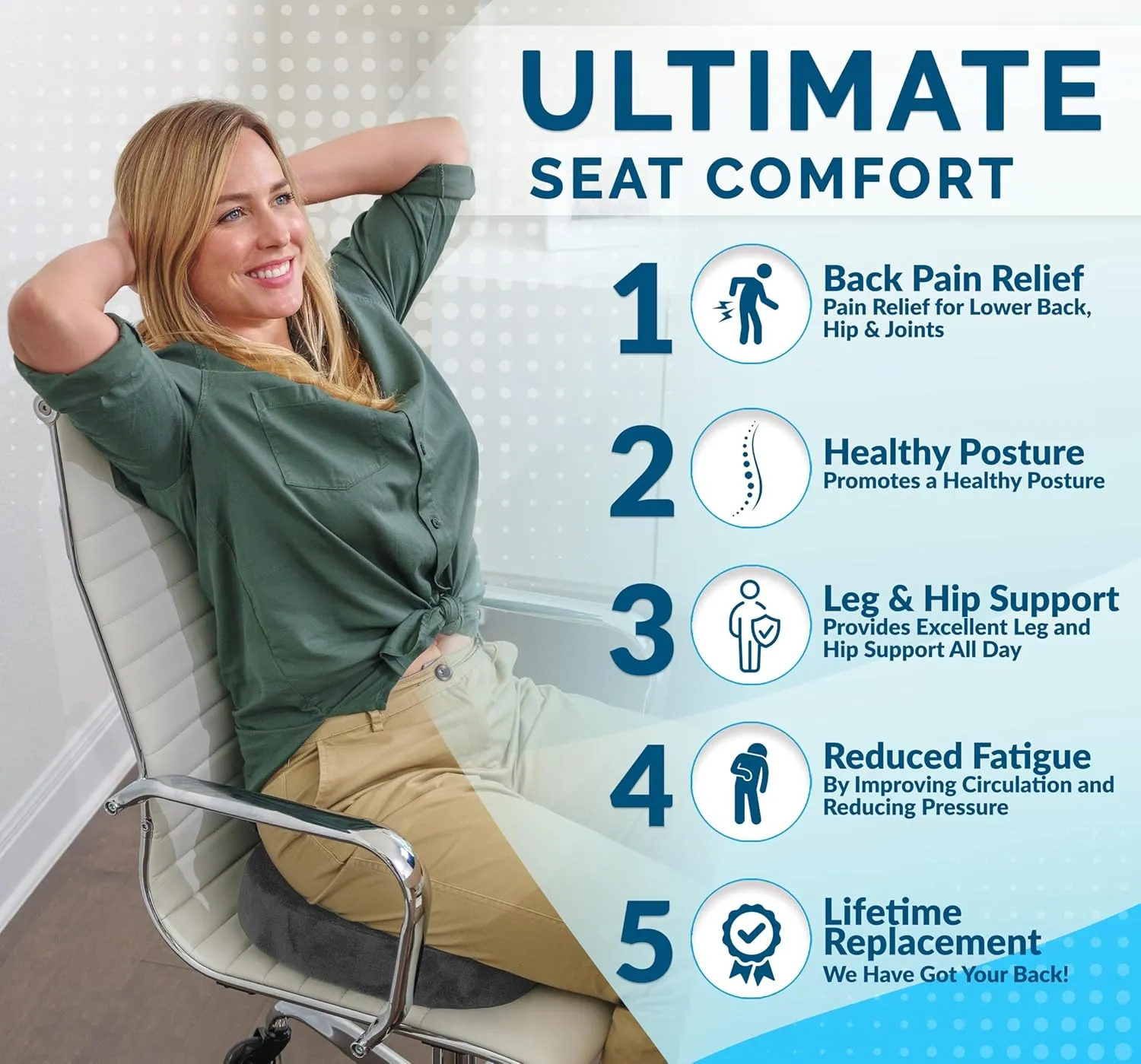 ComfiLife Premium Gel & Memory Foam Seat Cushion – Doctor Recommended Office Chair Cushion, Car Seat Cushion – Chair Cushions for Back & Sciatica Pain Relief – Seat Cushions for Office Desk (Charcoal)