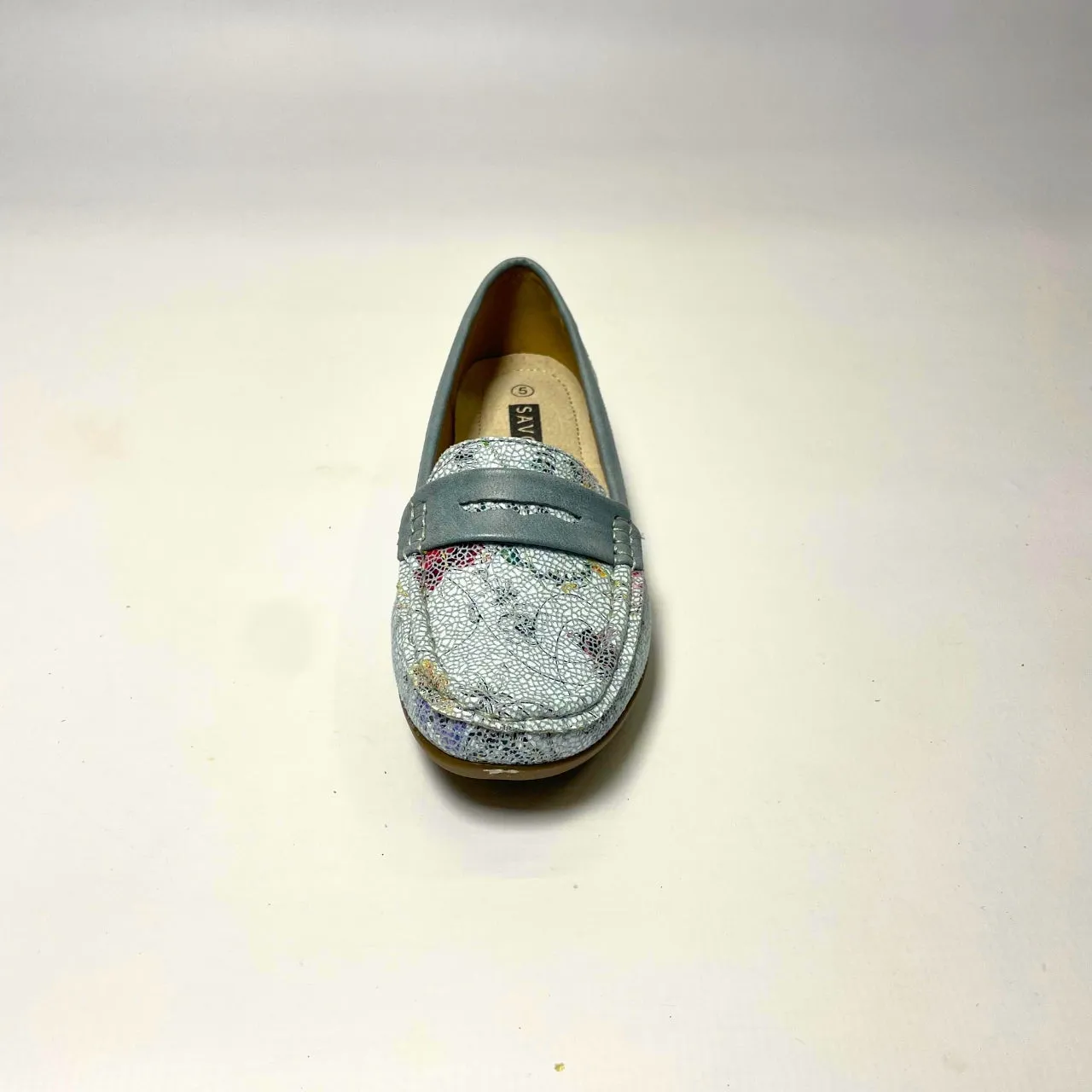 Cushion Walk blue floral moccasin
