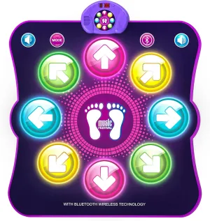 Dance Mat Toys for Kids, Light Up Dance Pad with Wireless Bluetooth, Electronic Music Dance Game with 6 Game Modes and Built-in Music, Christmas & Birthday Gifts Toys for 3-12 Year Old Girls