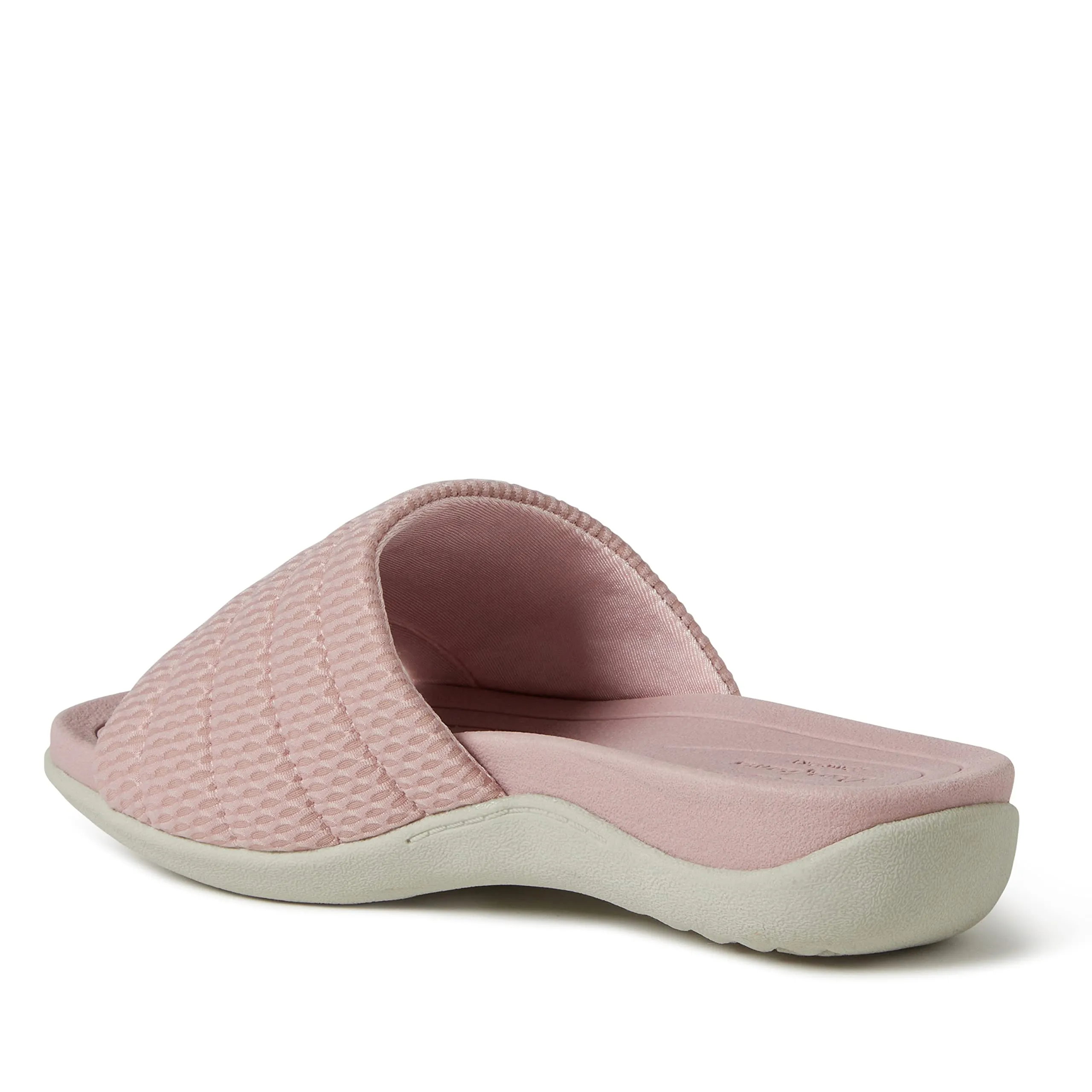 Dearfoams Women's Original Comfort Emma Slip on Slide Sandal with Arch Support, Mauve, 8.5