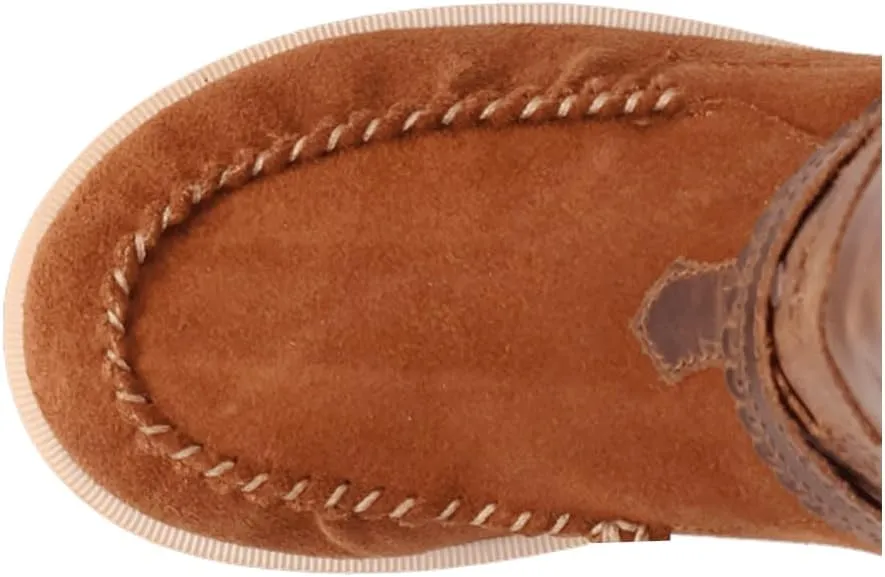 Dingo Womens Natchez Fringe Round Toe Moccasin Casual Boots Knee High Mid Heel 2-3" - Brown