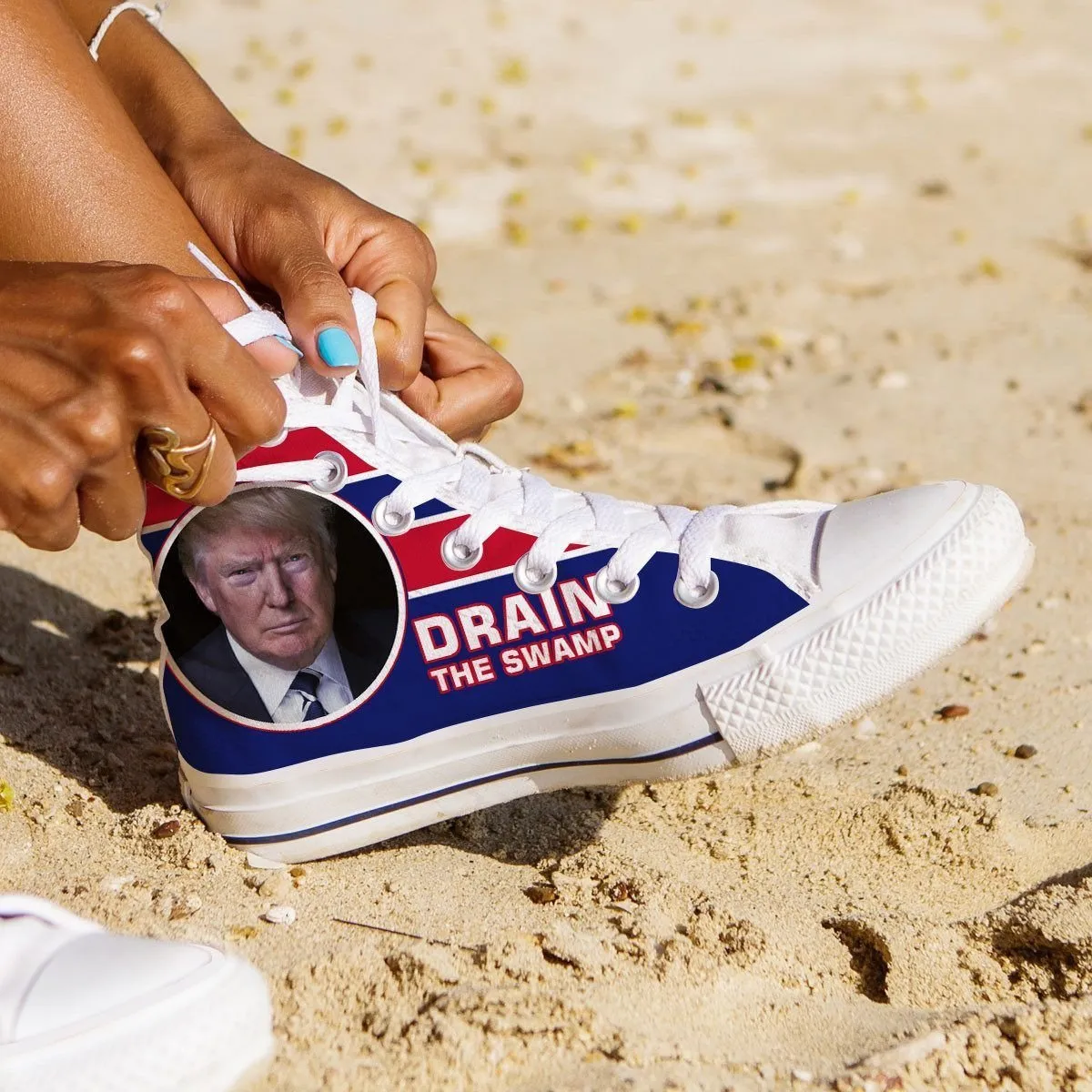 drain the swamp ladies high top sneakers