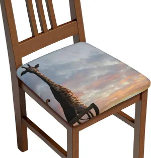 Elephant Giraffe On A Mountain Top Sunset Seat Covers for Dining Room Chair Stretch Removable Kitchen Slipcover Washable Cushion Protector Slipcovers of 4