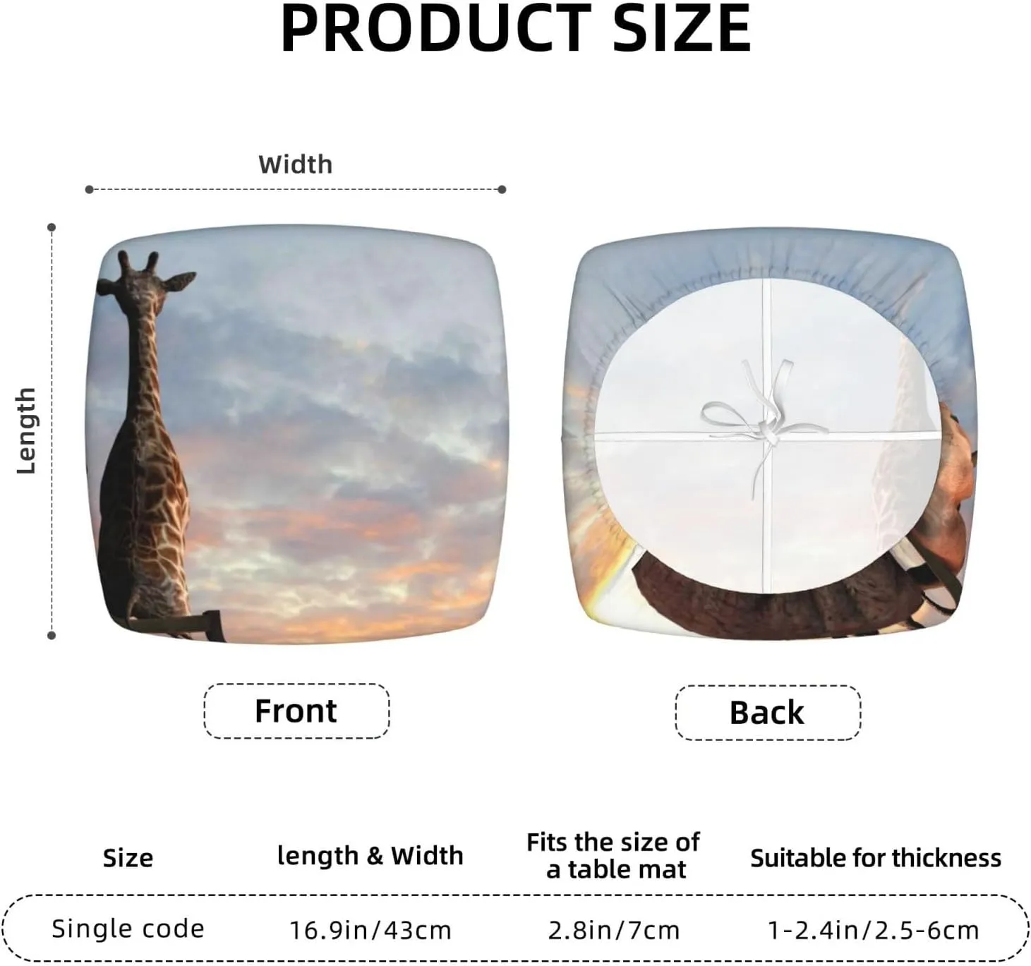 Elephant Giraffe On A Mountain Top Sunset Seat Covers for Dining Room Chair Stretch Removable Kitchen Slipcover Washable Cushion Protector Slipcovers of 4
