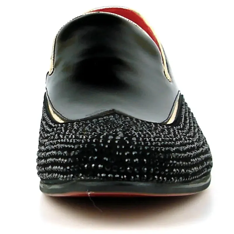 Fiesso FI-7483 Black Patent Wing Tip Loafers