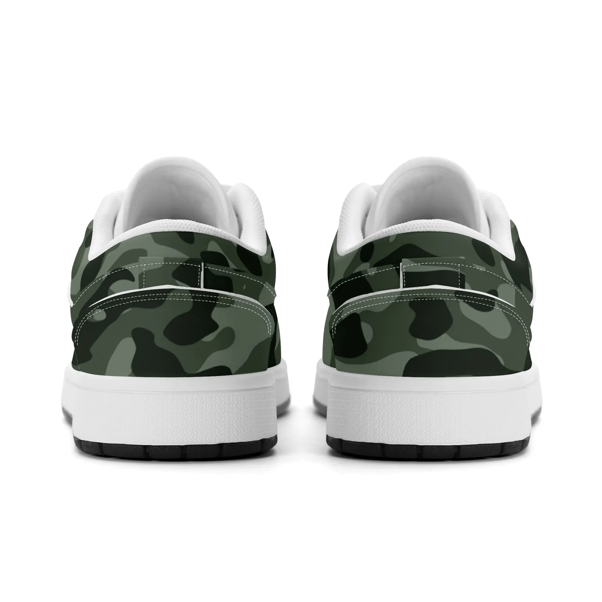 Green Camouflage Low Top Leder Sneaker für Damen