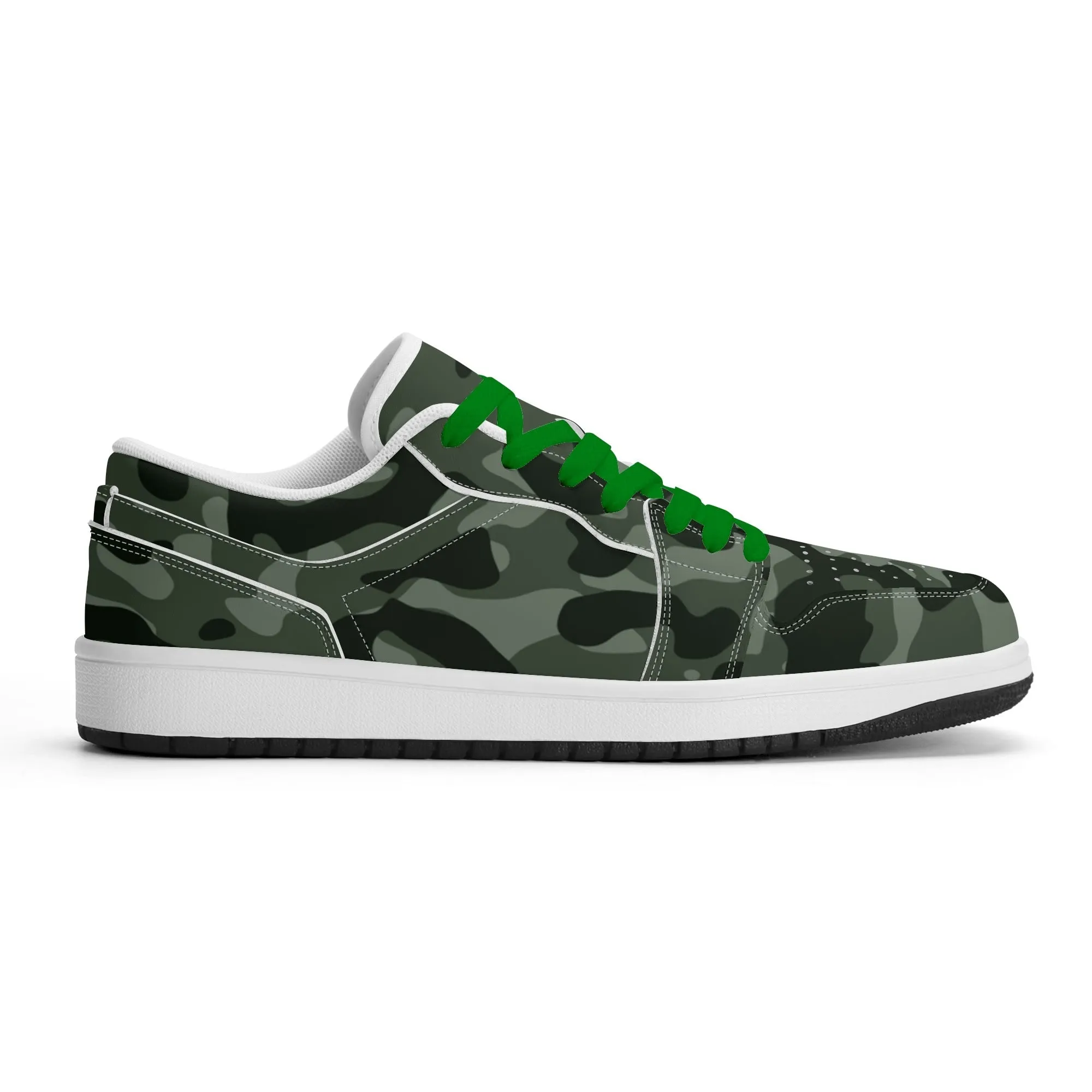 Green Camouflage Low Top Leder Sneaker für Damen
