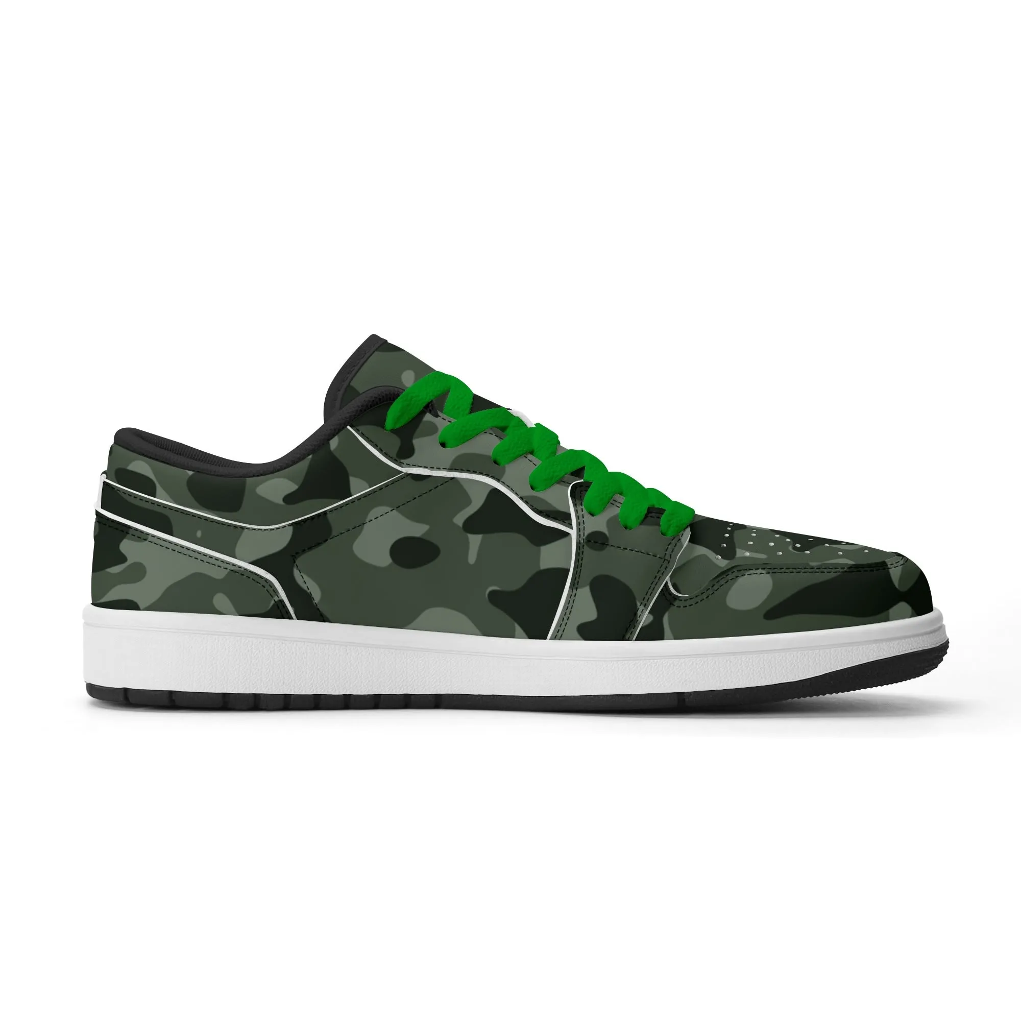 Green Camouflage Low Top Leder Sneaker für Damen