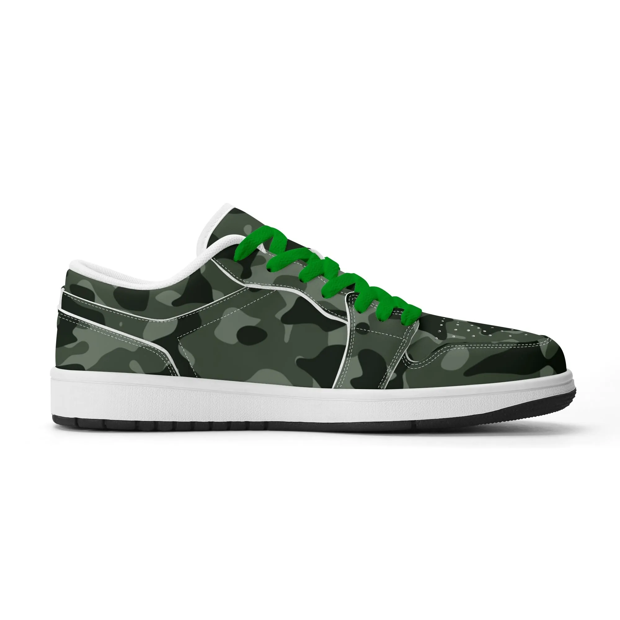 Green Camouflage Low Top Leder Sneaker für Damen