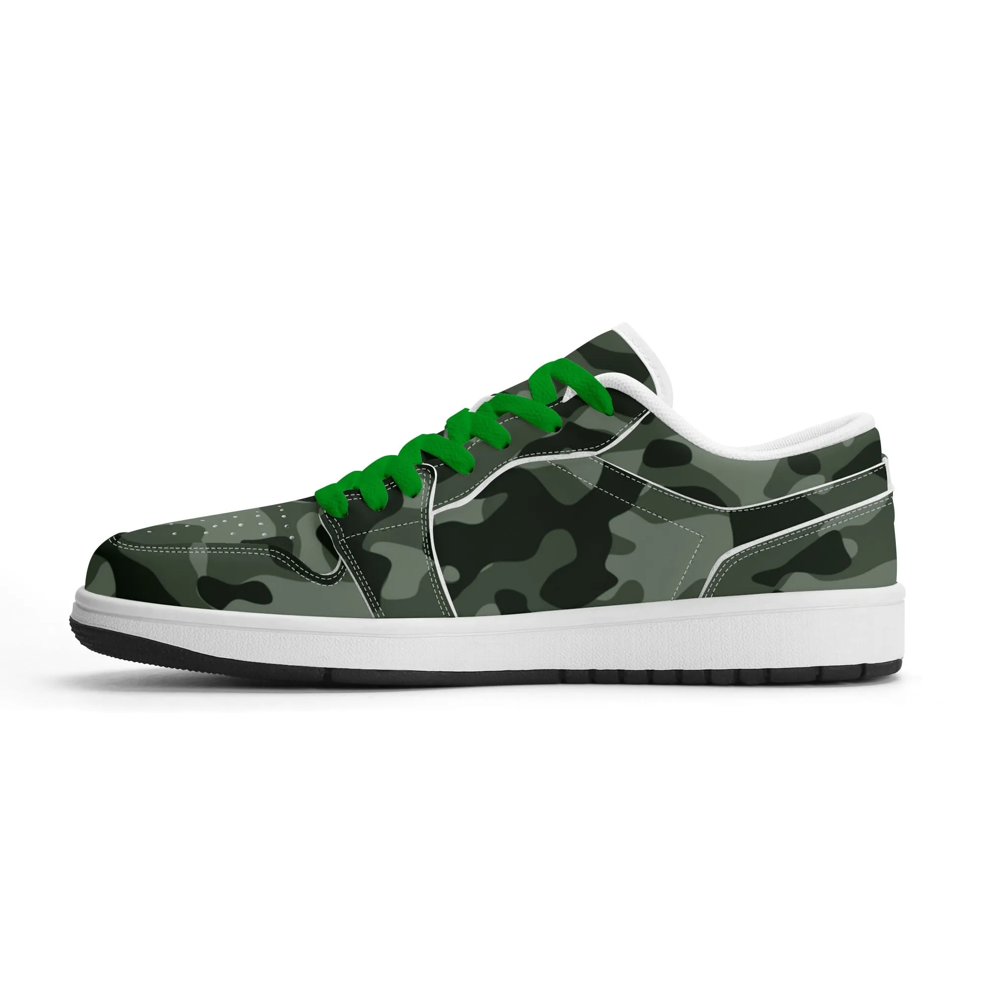 Green Camouflage Low Top Leder Sneaker für Damen