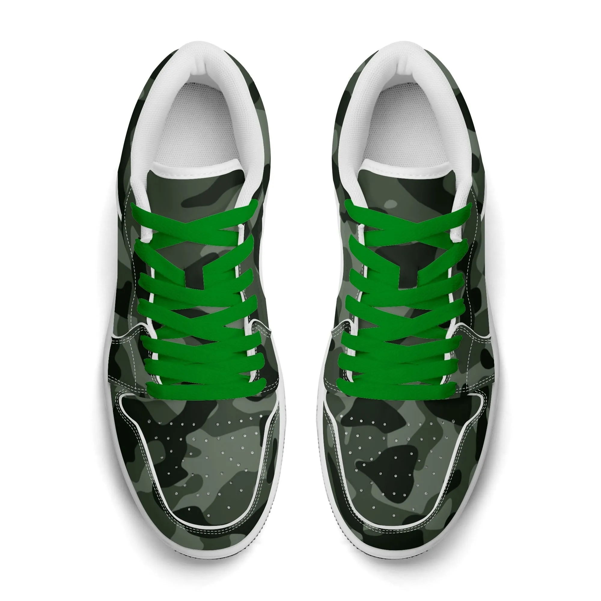 Green Camouflage Low Top Leder Sneaker für Damen