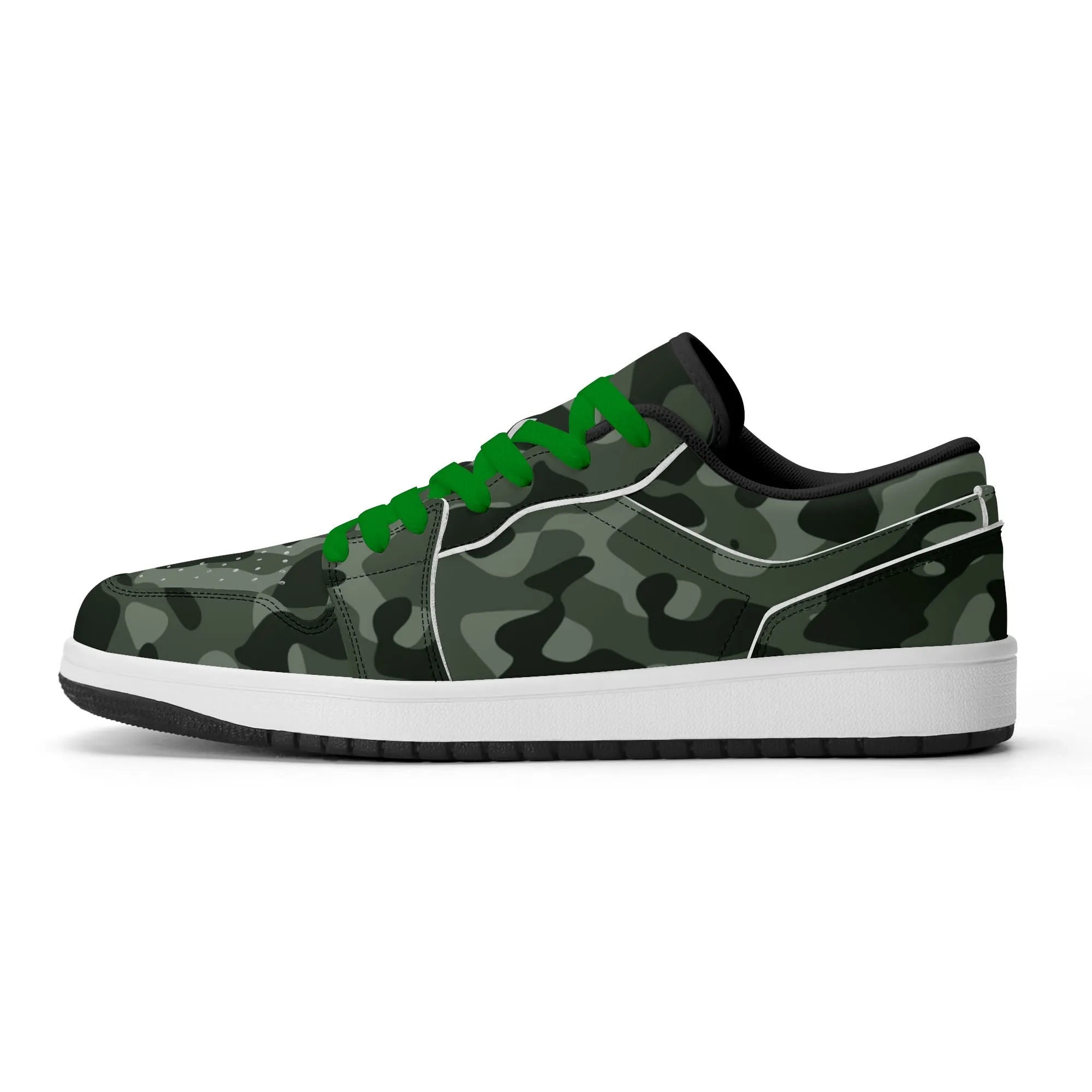 Green Camouflage Low Top Leder Sneaker für Damen
