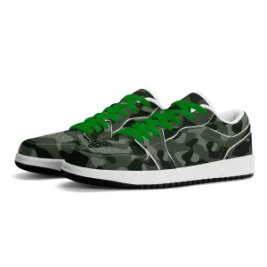 Green Camouflage Low Top Leder Sneaker für Damen