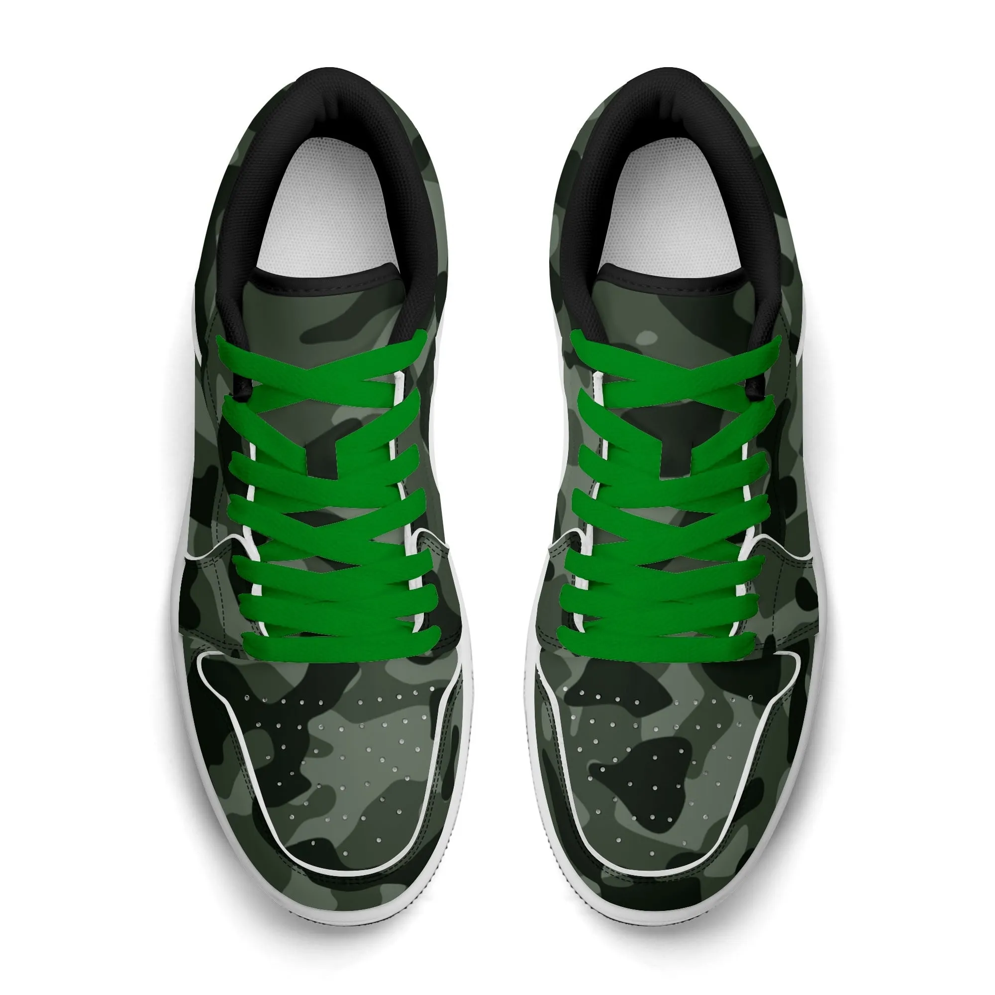 Green Camouflage Low Top Leder Sneaker für Damen