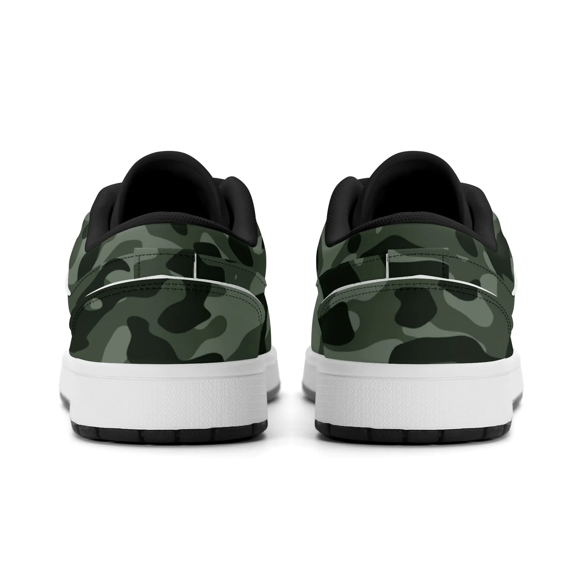Green Camouflage Low Top Leder Sneaker für Damen