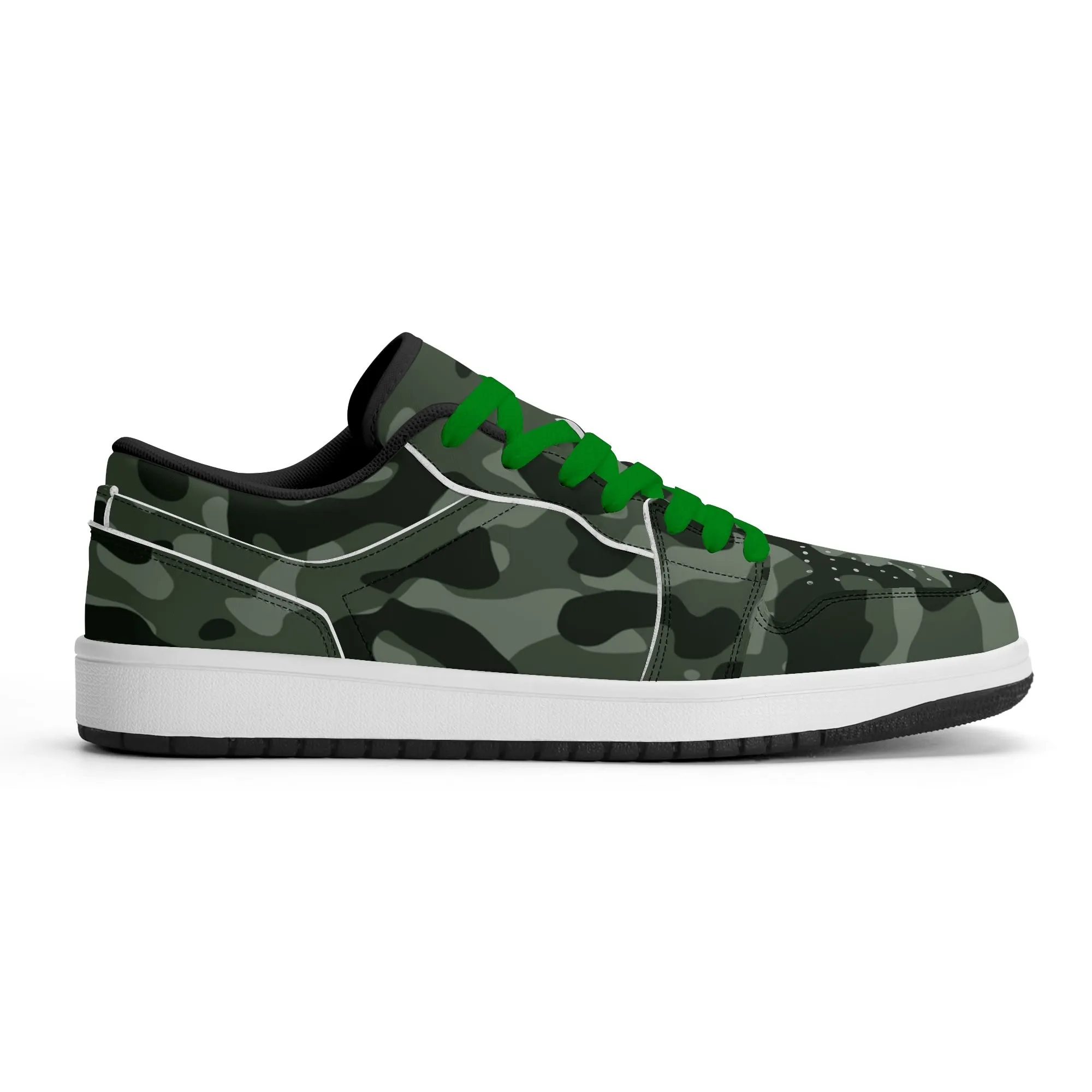 Green Camouflage Low Top Leder Sneaker für Damen